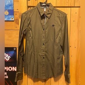 Cinch Brown Striped Button-Up Shirt